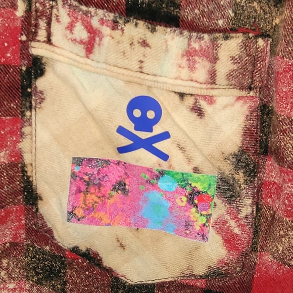 Official VELVET CROIXDistressed and Bleached one of a kind FLANNEL - Picture 4 of 5